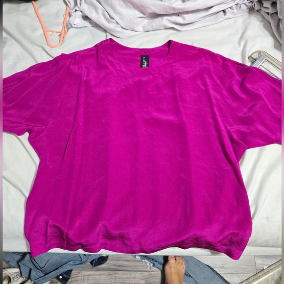 Linda Allard For Ellen Tracy Pink 1/2 Sleeve Silky Blouse Sz 14 - Picture 7 of 7